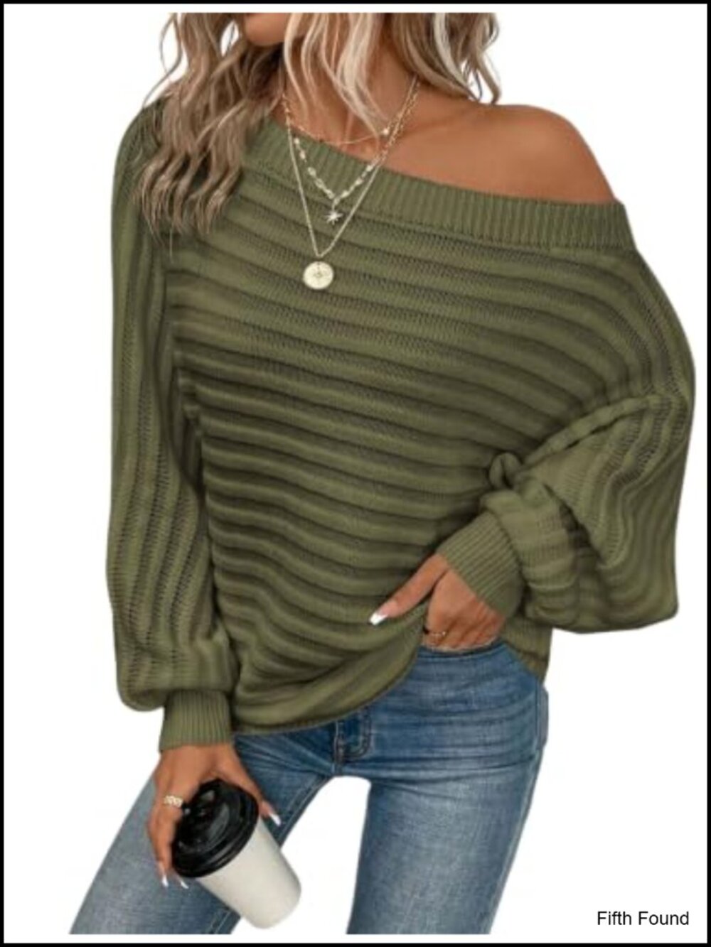 Off Shoulder Batwing Sleeve Oversized Knit Sweater Pullover